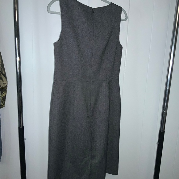 Ann Taylor black micro check sleeveless sheath dress sz 8 back zip vent lined - Picture 5 of 8